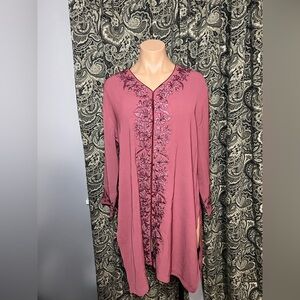 Paislei Floral Long Sleeve V-Neck Tunic